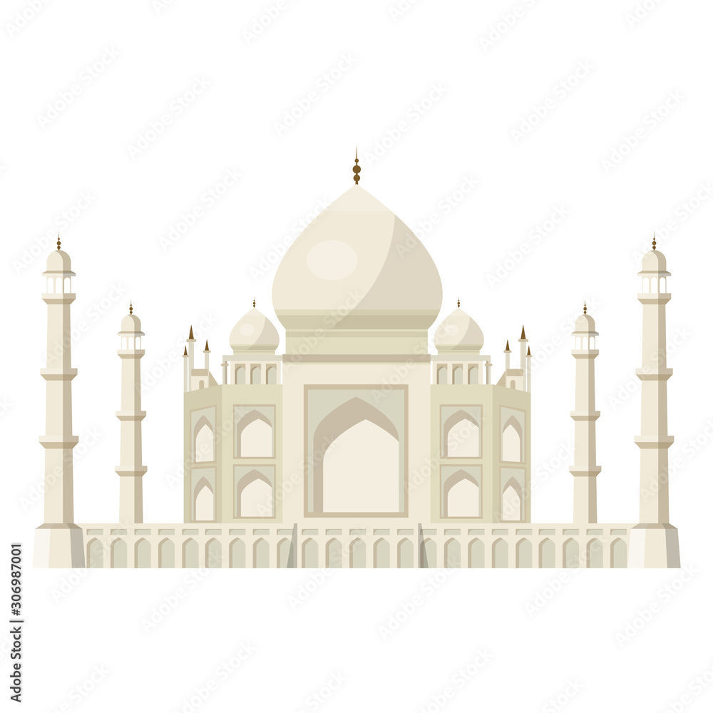 Indian palace. Kings palace. White palace, vector illustration
