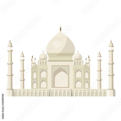 Indian palace. Kings palace. White palace, vector illustration