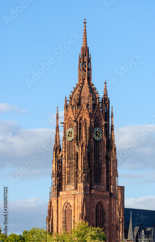 Tower of the Kaiserdom cathedral in Frankfurt