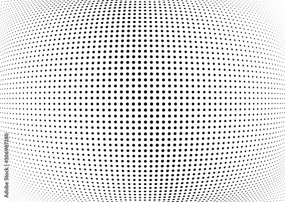 Abstract halftone wave dotted background. Futuristic twisted grunge pattern, dot, circles.  Vector modern optical pop art texture for posters, business cards, cover, labels mock-up, stickers layout