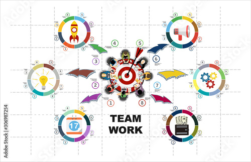 Concepts for business analysis and planning  team work  project management  financial report. Shooting at target for success - Colorful Circle arrow - modern Idea and Concept Vector illustration