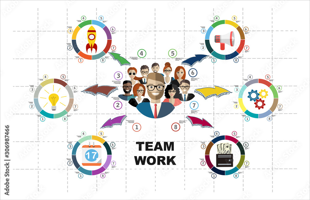 Obraz premium Flat design illustration Concepts for business planning and accounting, analysis, audit, team work, project management, marketing