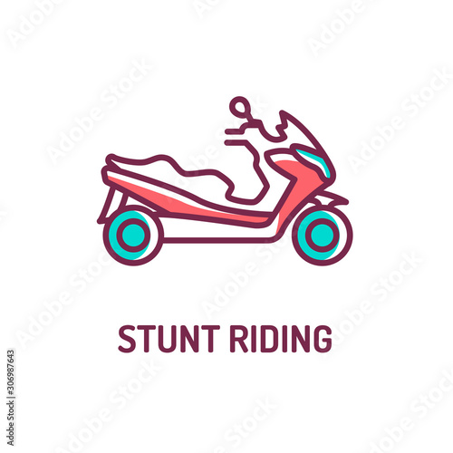 Stunt riding a scooter color line icon on white background. Extreme. Scooter tricks. Pictogram for web page  mobile app  promo. UI UX GUI design element. Editable stroke.