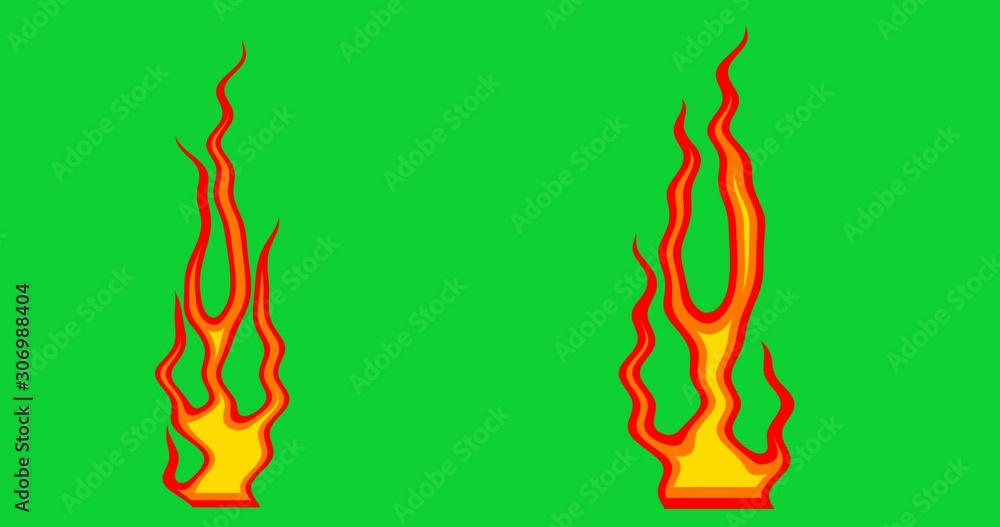 Animation of burning fire isolated on green background. Animation of burning fire isolated on green background.
