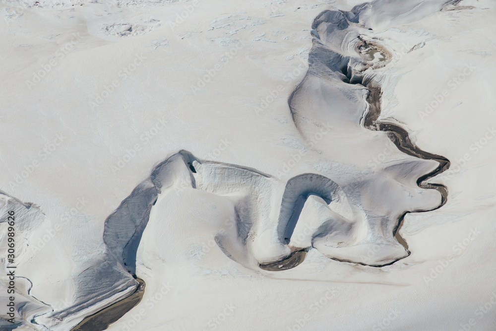 Fototapeta Glacier formations in high mountains in winter.