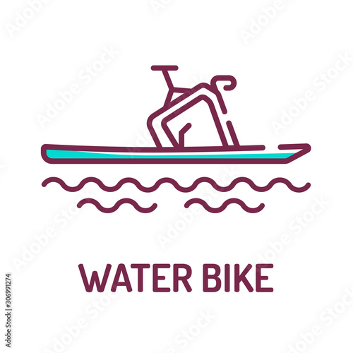 Water bike color line icon on white background. Extreme sport. Pictogram for web page, mobile app, promo. UI UX GUI design element. Editable stroke.