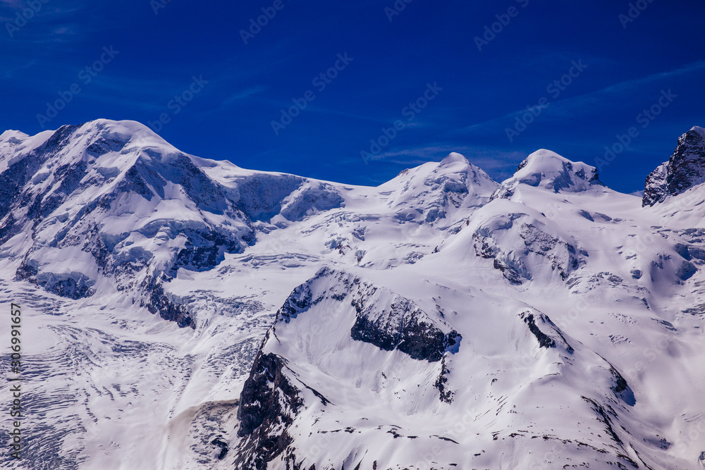 Beautiful snow-capped mountain landscape from Zermatt, Switzerland. - Matterhorn Peak