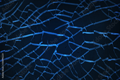 Wallpaper Mural blue cracked glass, abstract blue background Torontodigital.ca