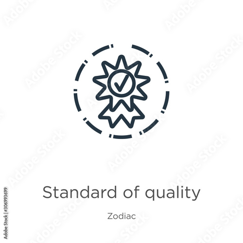 Standard of quality icon. Thin linear standard of quality outline icon isolated on white background from zodiac collection. Line vector standard of quality sign, symbol for web and mobile