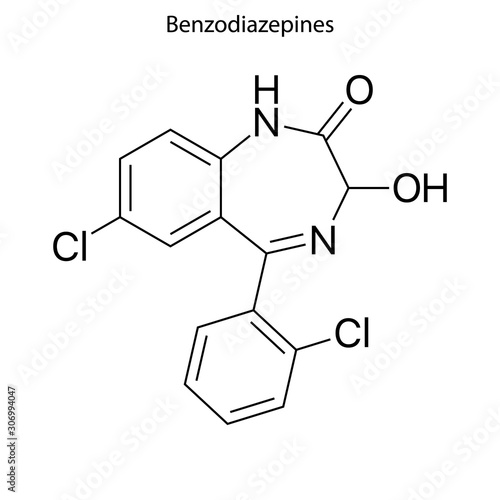 Benzodiazepine Skeletal formula of Chemical element photo