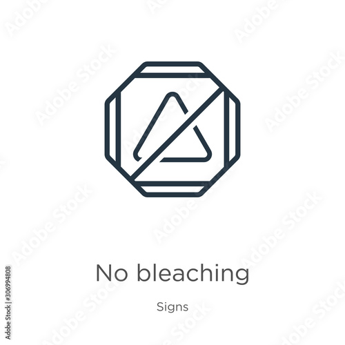 No bleaching icon. Thin linear no bleaching outline icon isolated on white background from signs collection. Line vector no bleaching sign, symbol for web and mobile