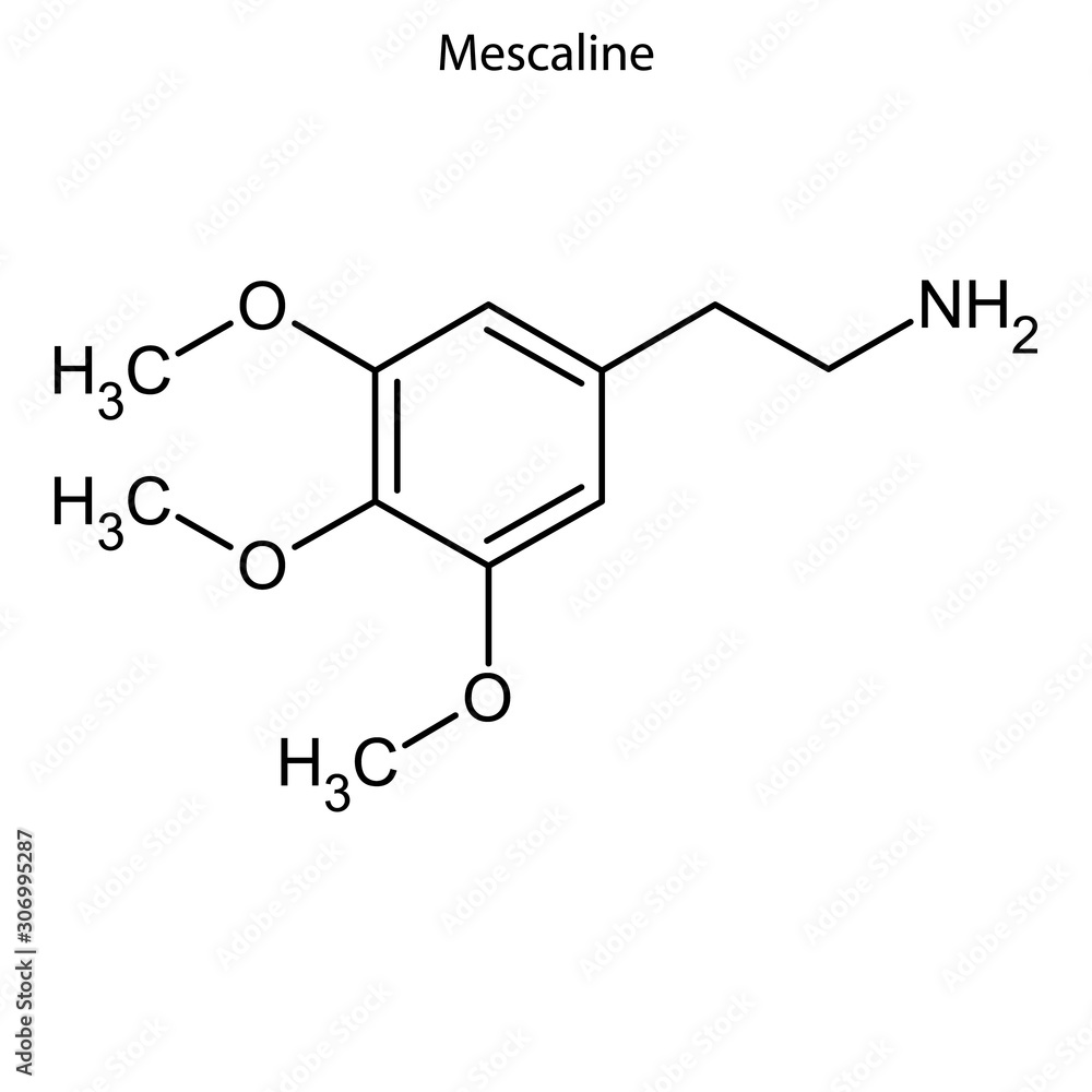 mescaline Skeletal formula of Chemical element - obrazy, fototapety, plakaty 