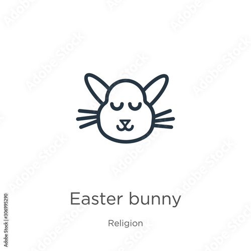 Easter bunny icon. Thin linear easter bunny outline icon isolated on white background from religion collection. Line vector easter bunny sign, symbol for web and mobile © Premium Art