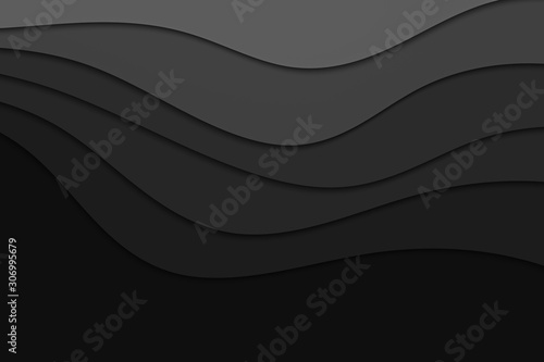 Abstract background with curve lines and waves. Paper cut illustration.