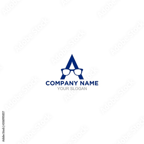 eyeglasses in letter A logo design vector
