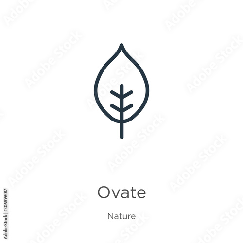 Ovate icon. Thin linear ovate outline icon isolated on white background from nature collection. Line vector ovate sign  symbol for web and mobile