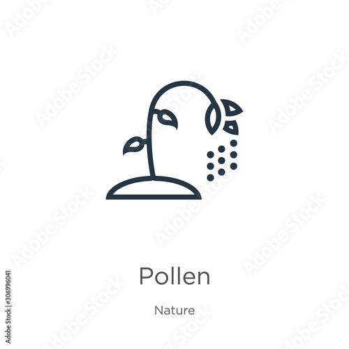 Pollen icon. Thin linear pollen outline icon isolated on white background from nature collection. Line vector pollen sign, symbol for web and mobile