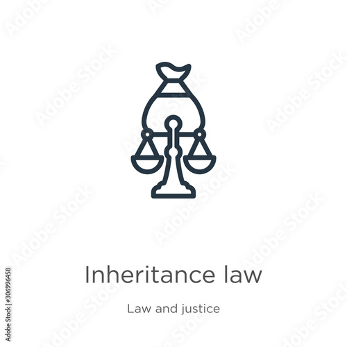 Inheritance law icon. Thin linear inheritance law outline icon isolated on white background from law and justice collection. Line vector inheritance law sign, symbol for web and mobile