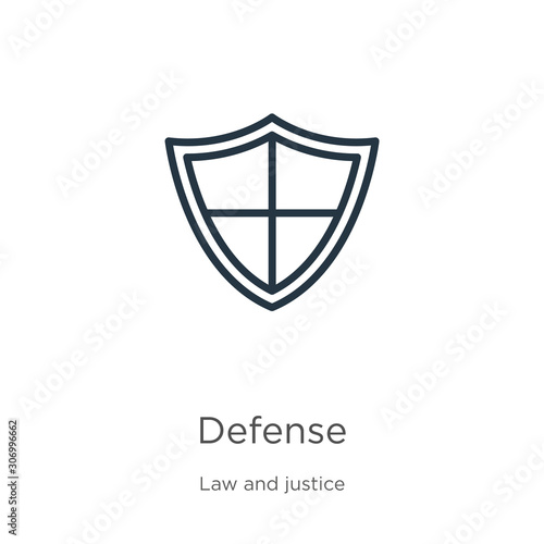 Free Download Defense icon. Thin linear defense outline icon isolated on white background from law and justice collection. Line vector defense sign, symbol for web and mobile - GFXLoad