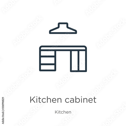 Kitchen cabinet icon. Thin linear kitchen cabinet outline icon isolated on white background from kitchen collection. Line vector kitchen cabinet sign, symbol for web and mobile