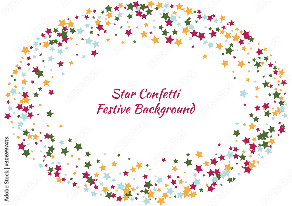 Festive color star confetti background. Abstract frame confetti texture for holiday, postcard, poster, website, carnivals, birthday and children's parties. Cover confetti mock-up. Wedding star layout Festive color star confetti background. Abstract frame confetti texture for holiday, postcard, poster, website, carnivals, birthday and children's parties. Cover confetti mock-up. Wedding star layout