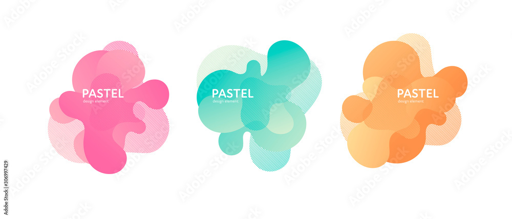 Fluid abstract banner template illustration. Set of modern pastel color gradient liquid shapes isolated on white background. Art paint concept. Design element for poster, backdrop, web, sale, print. Fluid abstract banner template illustration. Set of modern pastel color gradient liquid shapes isolated on white background. Art paint concept. Design element for poster, backdrop, web, sale, print.