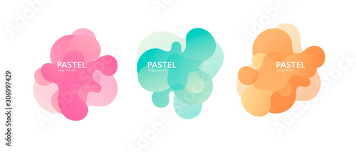 Fluid abstract banner template illustration. Set of modern pastel color gradient liquid shapes isolated on white background. Art paint concept. Design element for poster, backdrop, web, sale, print.