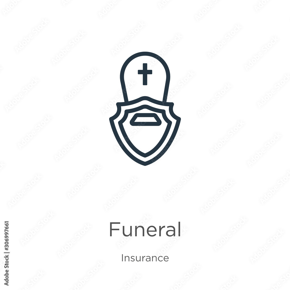 Obraz premium Funeral icon. Thin linear funeral outline icon isolated on white background from insurance collection. Line vector funeral sign, symbol for web and mobile