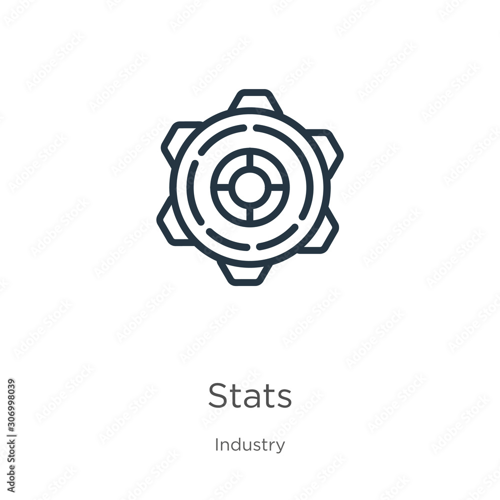 Stats icon. Thin linear stats outline icon isolated on white background from industry collection. Line vector stats sign, symbol for web and mobile Stats icon. Thin linear stats outline icon isolated on white background from industry collection. Line vector stats sign, symbol for web and mobile