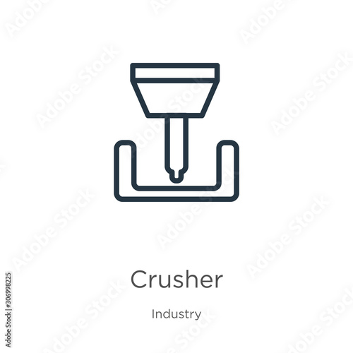 Crusher icon. Thin linear crusher outline icon isolated on white background from industry collection. Line vector crusher sign, symbol for web and mobile