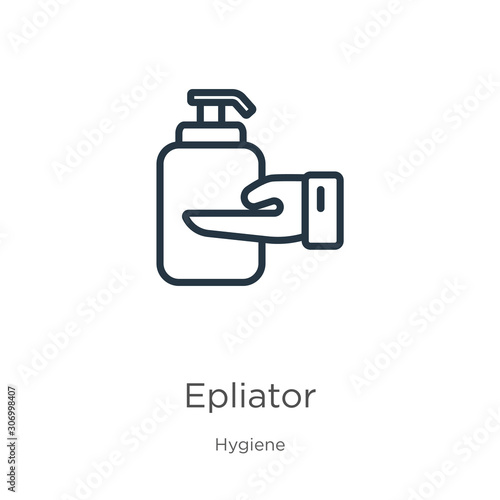 Epliator icon. Thin linear epliator outline icon isolated on white background from hygiene collection. Line vector epliator sign, symbol for web and mobile