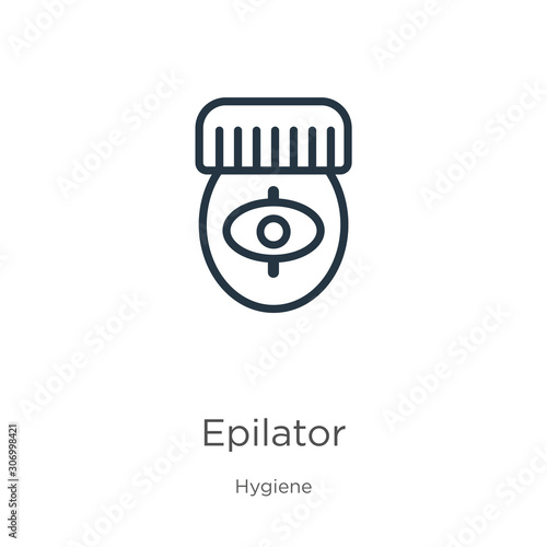Epilator icon. Thin linear epilator outline icon isolated on white background from hygiene collection. Line vector epilator sign, symbol for web and mobile