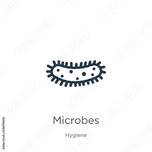 Microbes icon. Thin linear microbes outline icon isolated on white background from hygiene collection. Line vector microbes sign, symbol for web and mobile