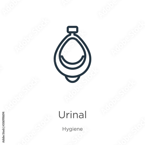 Urinal icon. Thin linear urinal outline icon isolated on white background from hygiene collection. Line vector urinal sign, symbol for web and mobile