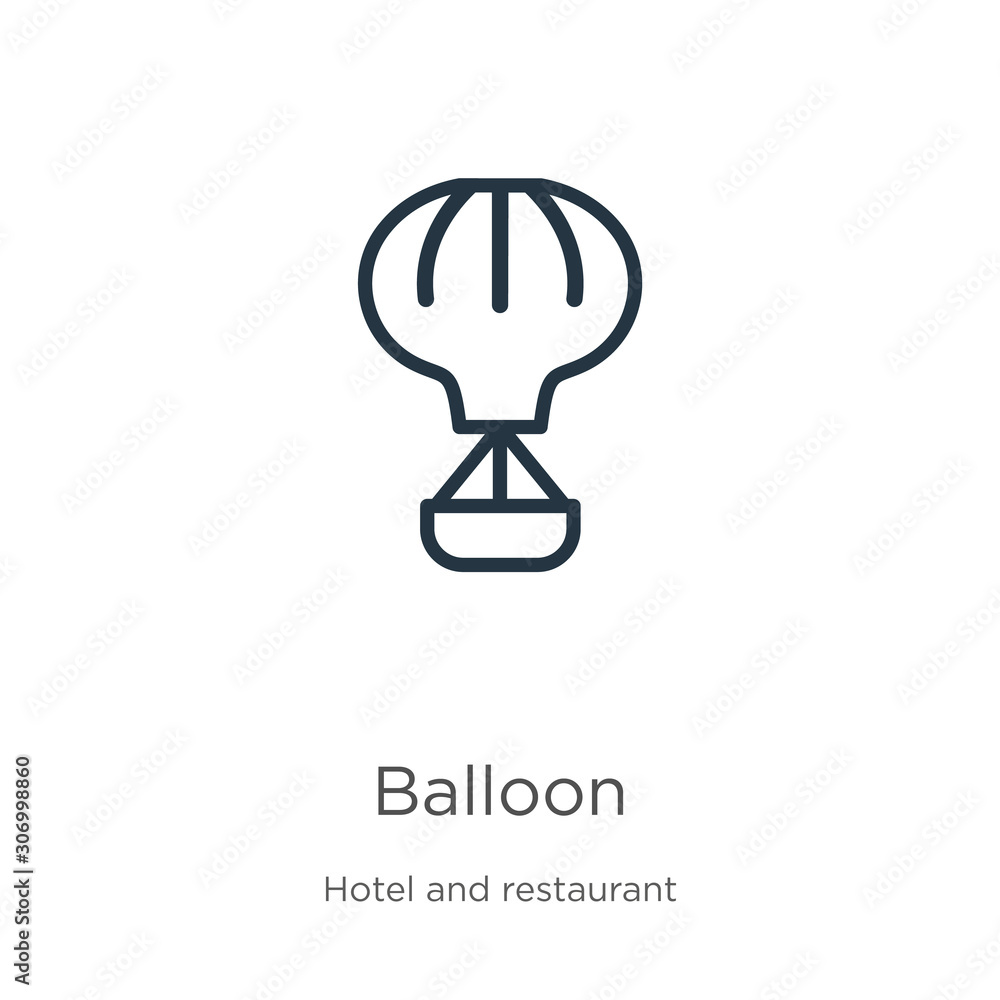 Fototapeta premium Balloon icon. Thin linear balloon outline icon isolated on white background from accommodation collection. Line vector balloon sign, symbol for web and mobile