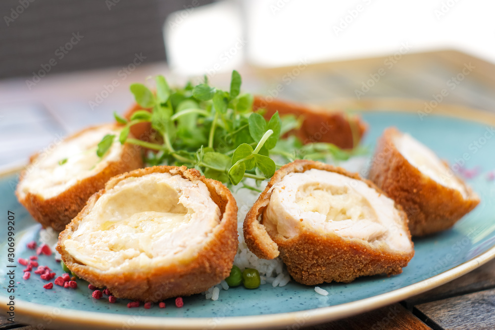 Chicken dish on a restaurant table Chicken dish on a restaurant table