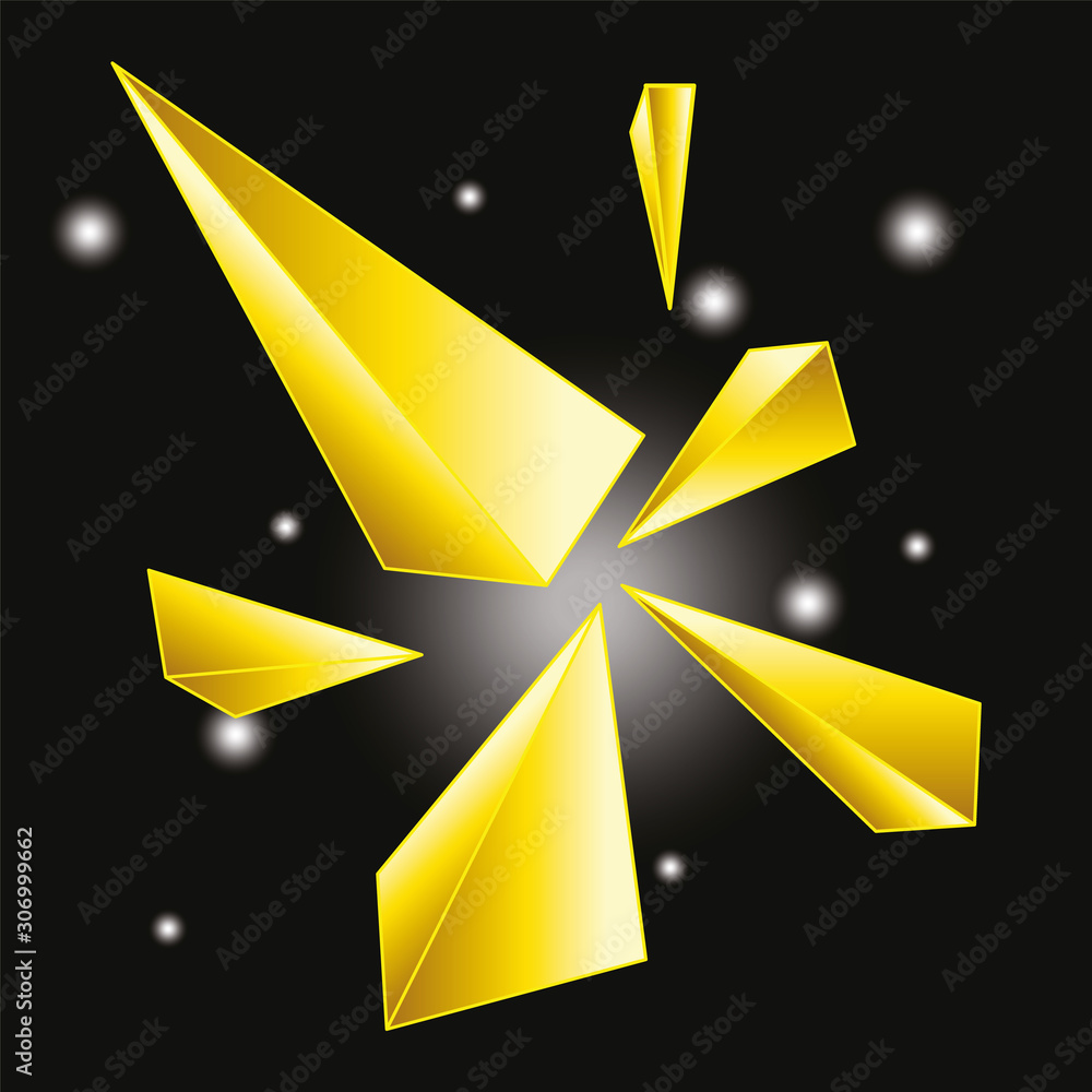 3d background with gold Polygon shapes on black 3d background with gold Polygon shapes on black