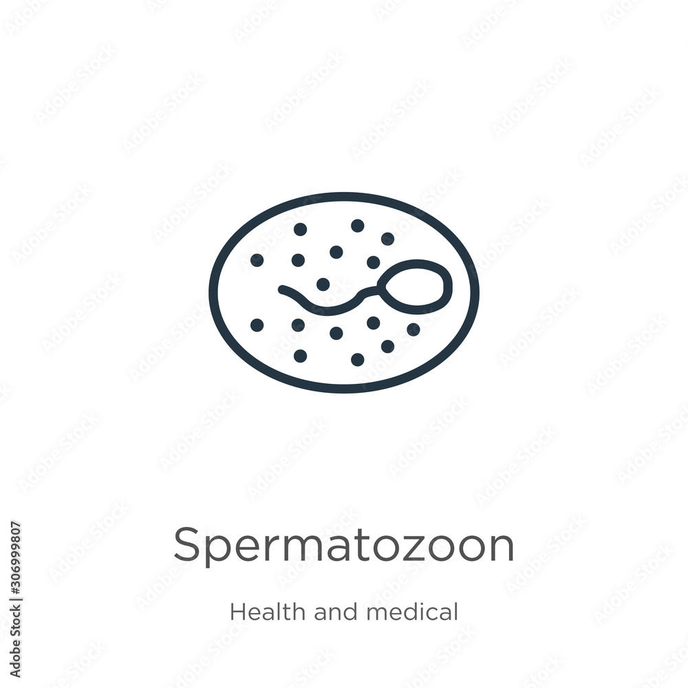 Spermatozoon icon. Thin linear spermatozoon outline icon isolated on white background from health and medical collection. Line vector spermatozoon sign, symbol for web and mobile Spermatozoon icon. Thin linear spermatozoon outline icon isolated on white background from health and medical collection. Line vector spermatozoon sign, symbol for web and mobile