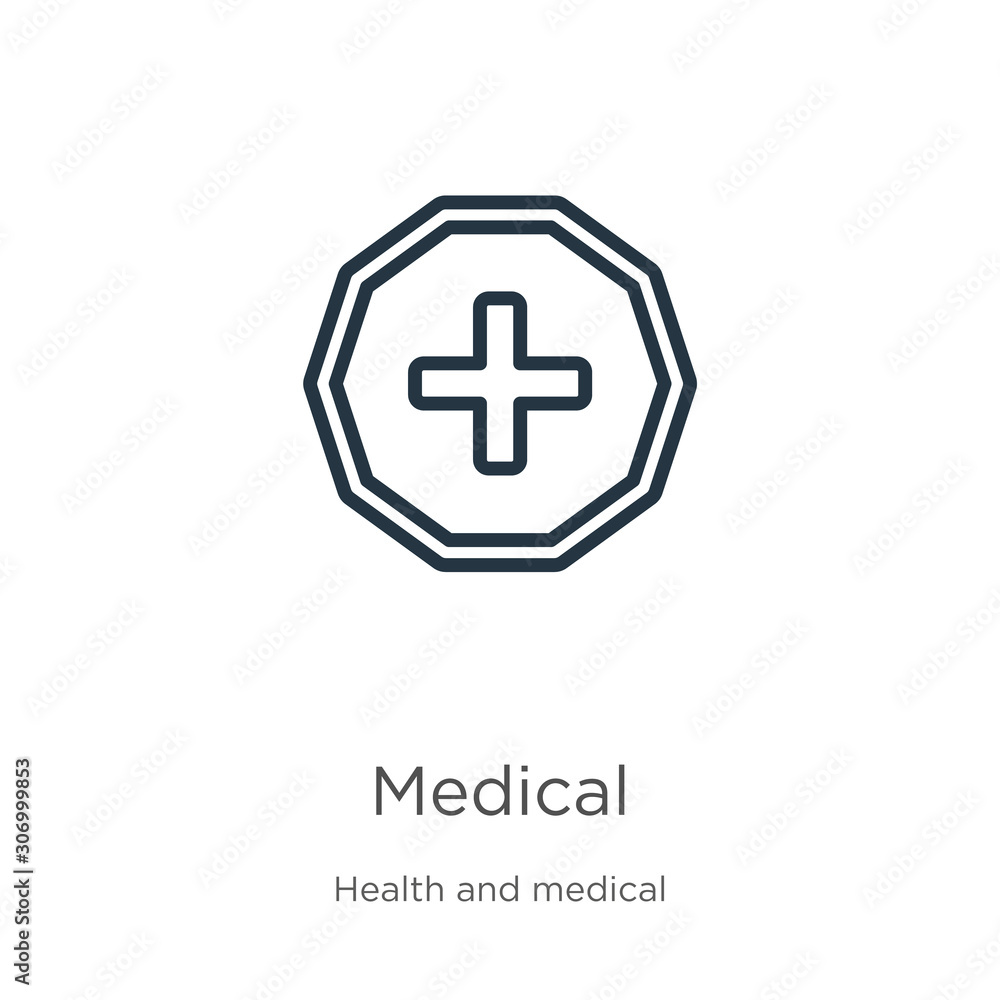 Obraz premium Medical icon. Thin linear medical outline icon isolated on white background from health and medical collection. Line vector medical sign, symbol for web and mobile