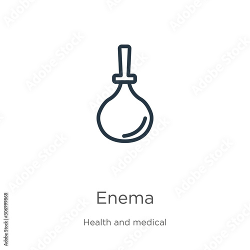 Enema icon. Thin linear enema outline icon isolated on white background from health and medical collection. Line vector enema sign, symbol for web and mobile