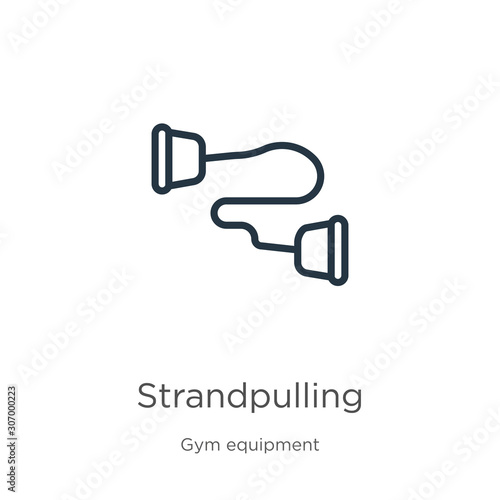 Strandpulling icon. Thin linear strandpulling outline icon isolated on white background from gym and fitness collection. Line vector strandpulling sign, symbol for web and mobile