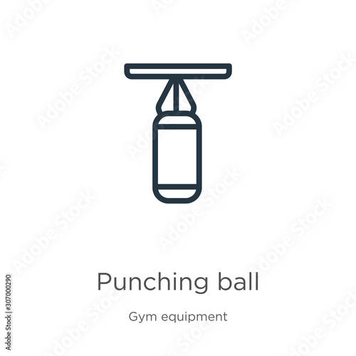 Punching ball icon. Thin linear punching ball outline icon isolated on white background from gym equipment collection. Line vector punching ball sign, symbol for web and mobile