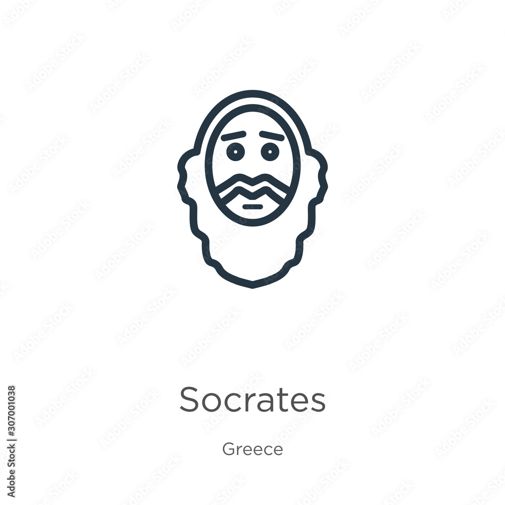 Socrates icon. Thin linear socrates outline icon isolated on white background from greece collection. Line vector socrates sign, symbol for web and mobile