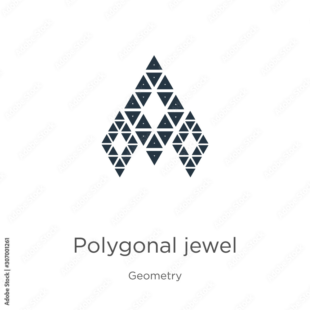Polygonal jewel icon. Thin linear polygonal jewel outline icon isolated on white background from geometry collection. Line vector polygonal jewel sign, symbol for web and mobile