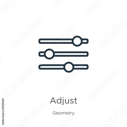 Adjust icon. Thin linear adjust outline icon isolated on white background from geometry collection. Line vector adjust sign, symbol for web and mobile