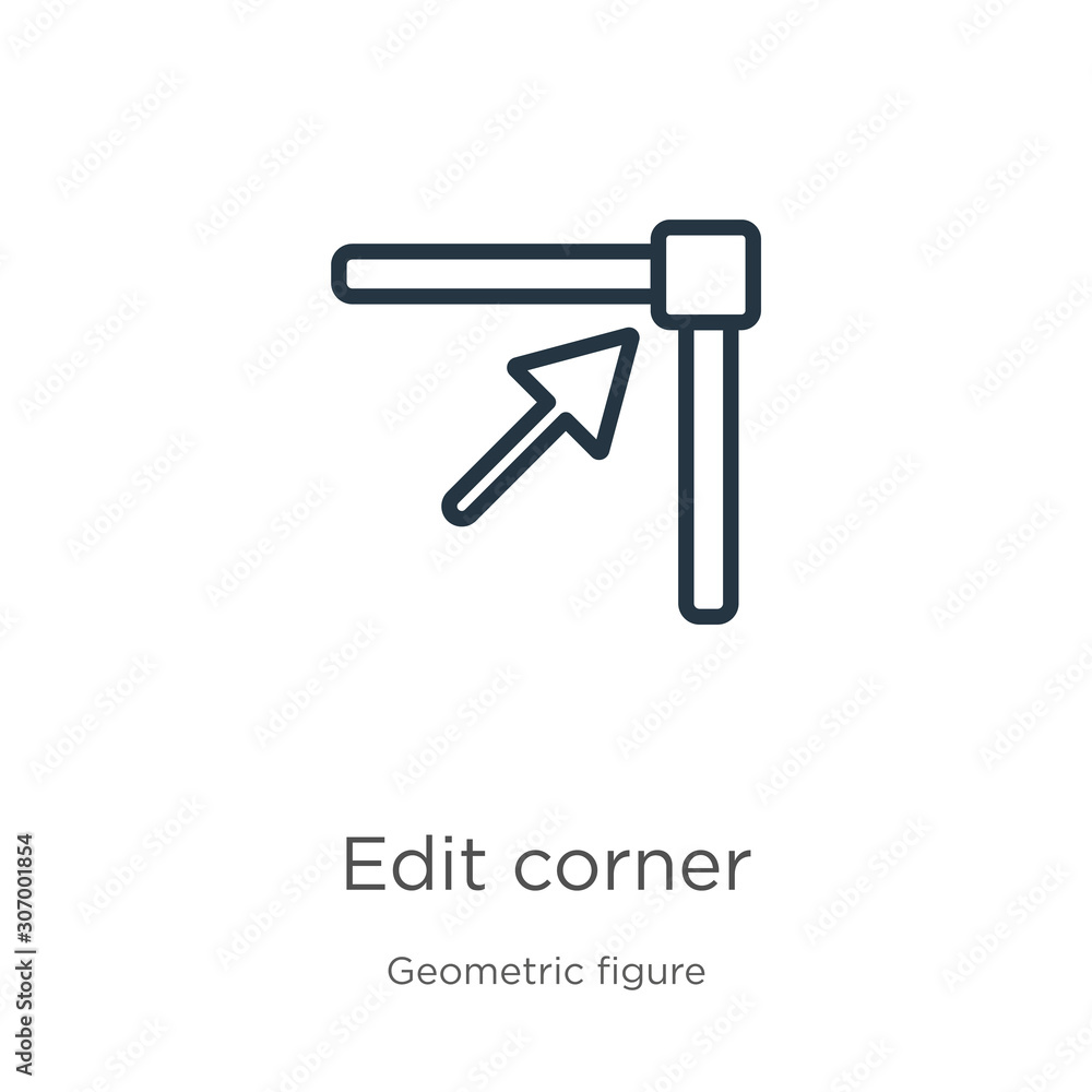 Edit corner icon. Thin linear edit corner outline icon isolated on white background from geometric figure collection. Line vector edit corner sign, symbol for web and mobile Edit corner icon. Thin linear edit corner outline icon isolated on white background from geometric figure collection. Line vector edit corner sign, symbol for web and mobile
