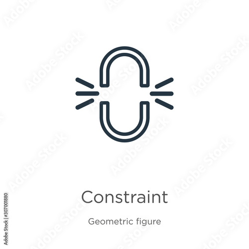 Constraint icon. Thin linear constraint outline icon isolated on white background from geometric figure collection. Line vector constraint sign, symbol for web and mobile