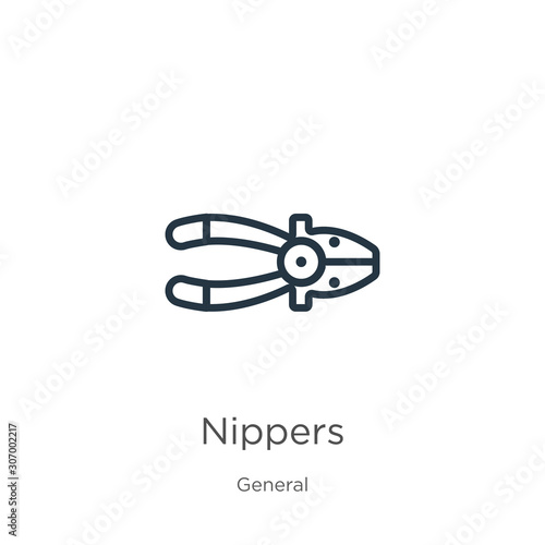 Nippers icon. Thin linear nippers outline icon isolated on white background from general collection. Line vector nippers sign, symbol for web and mobile
