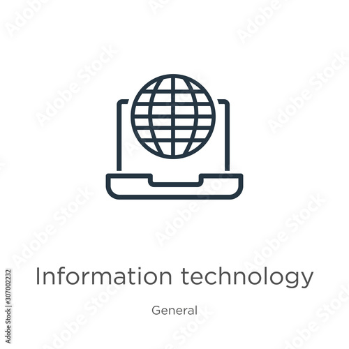 Information technology icon. Thin linear information technology outline icon isolated on white background from general collection. Line vector information technology sign, symbol for web and mobile