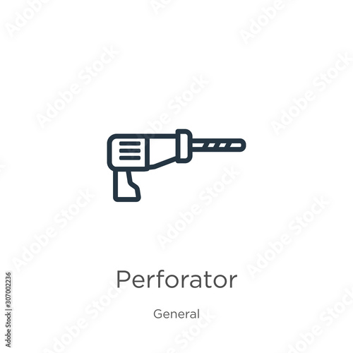 Perforator icon. Thin linear perforator outline icon isolated on white background from general collection. Line vector perforator sign  symbol for web and mobile